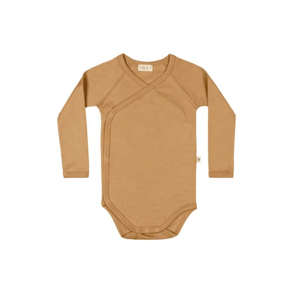 Baby & toddler kimono onesie long sleeves in pima cotton - Mostaza - Lima Collection | UAUA Collections
