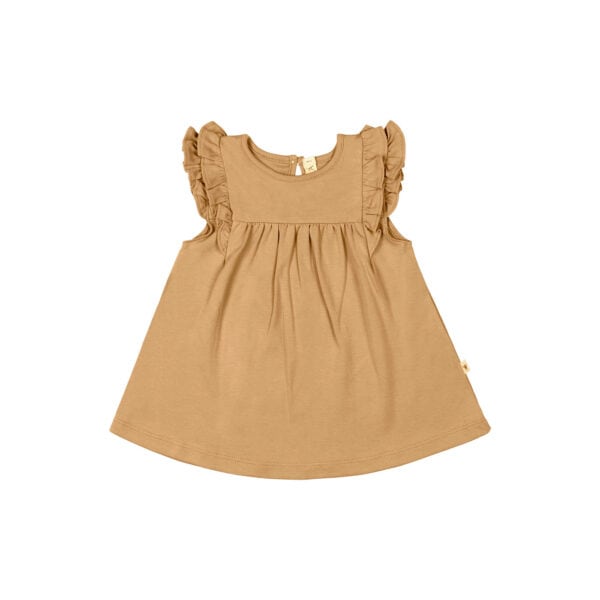 Baby & toddler dress with angel wings in pima cotton - Mostaza - Lima Collection | UAUA Collections