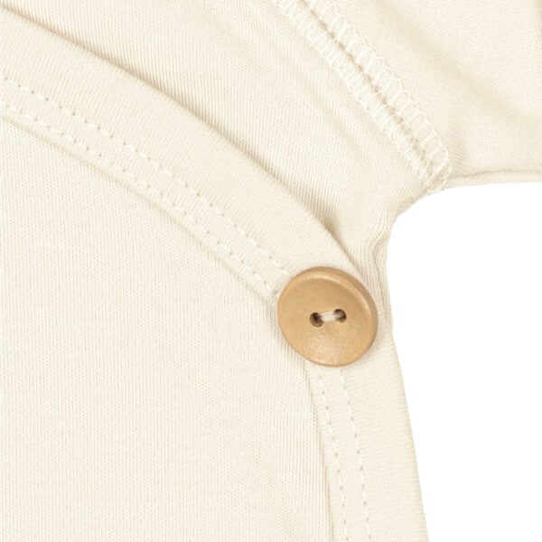 Baby kimono footie in pima cotton with button - Crema - Lima Collection | UAUA Collections