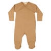 Baby kimono footie in pima cotton with buttons - Mostaza - Lima Collection | UAUA Collections