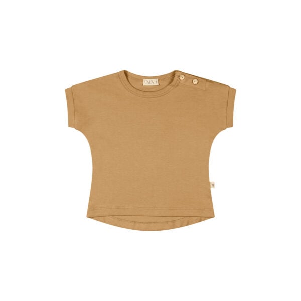 Baby t-shirt short sleeves in pima cotton - Mostaza - Lima Collection | UAUA Collections