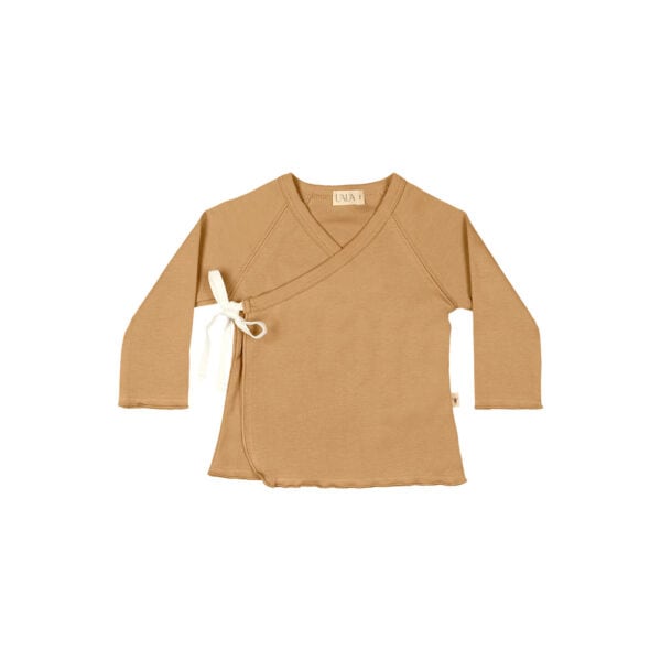 Baby & toddler kimono set with bow in pima cotton - Mostaza - Lima Collection | UAUA Collections