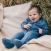 Baby wearing footie in pima cotton - azul - cuzco collection | UAUA Collections