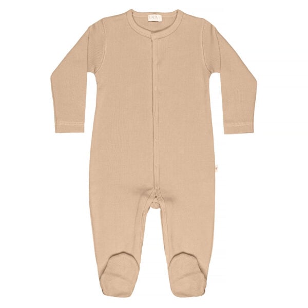 Baby basic footie in pima cotton - biscotti | UAUA Collections