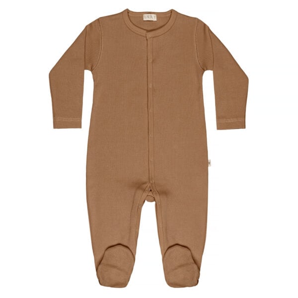 Baby basic footie in pima cotton - chocolate | UAUA Collections