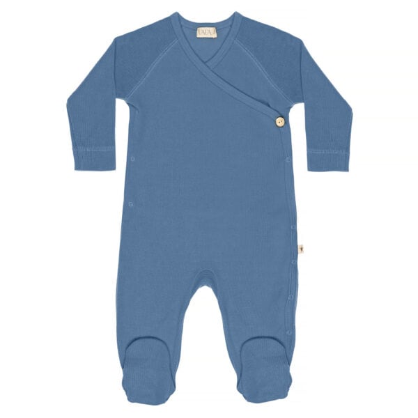 Baby kimono footie in pima cotton with snap button - azul | UAUA Collections