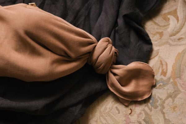 Baby wearing gown and baby hat in pima cotton - biscotti - Puno Collection | UAUA Collections
