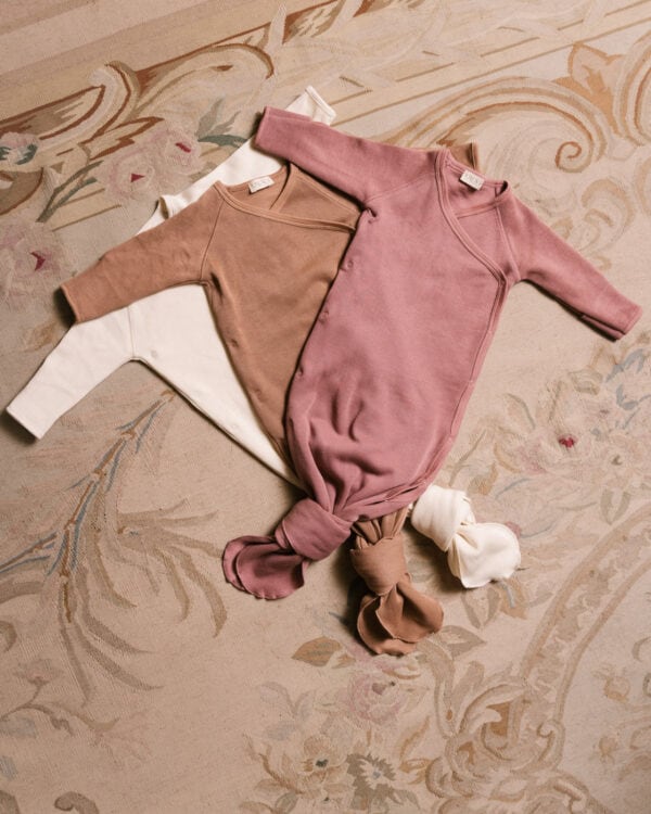 Three baby gowns in pima cotton - hibisco, perla & biscotti - Puno Collection | UAUA Collections