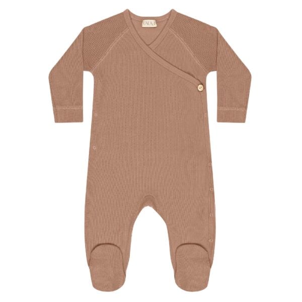 Kimono footie in pima cotton - biscotti - Puno Collection | UAUA Collections